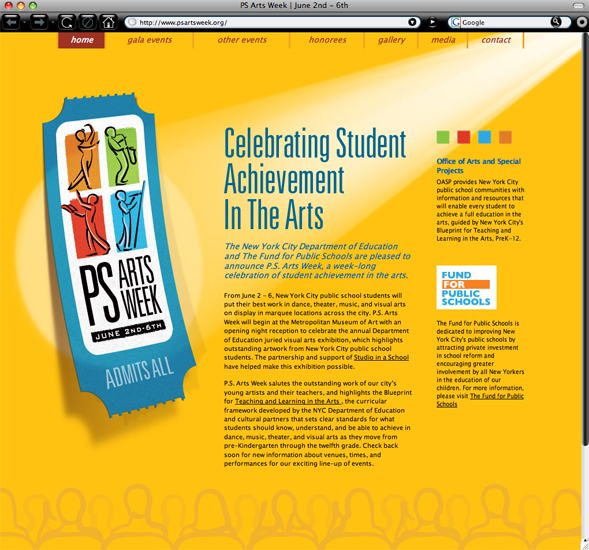 PS Arts Week home page branding