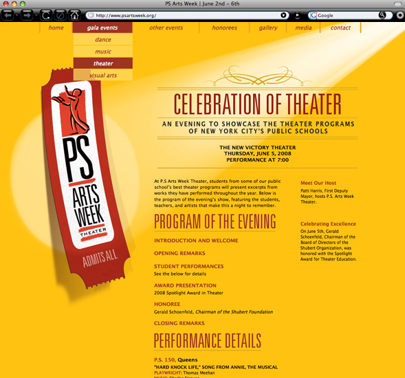 PS Ars Week theater gala page branding