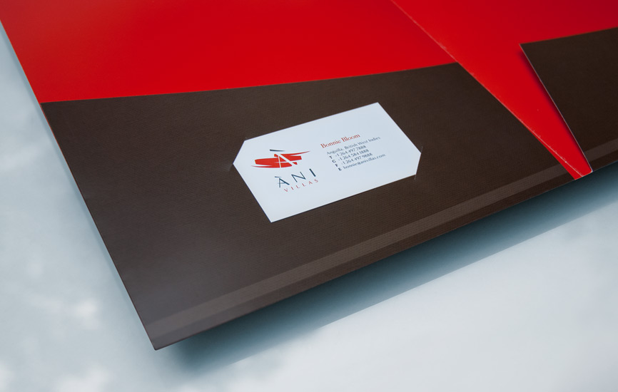 Ani Villas folder pocket with business card slot.