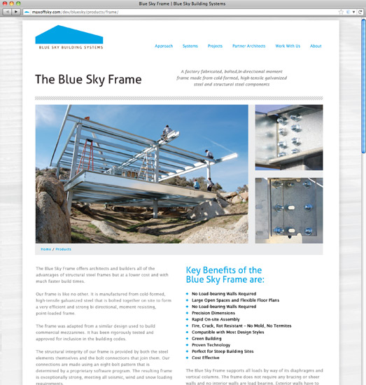 Blue Sky Design Site Frame Page