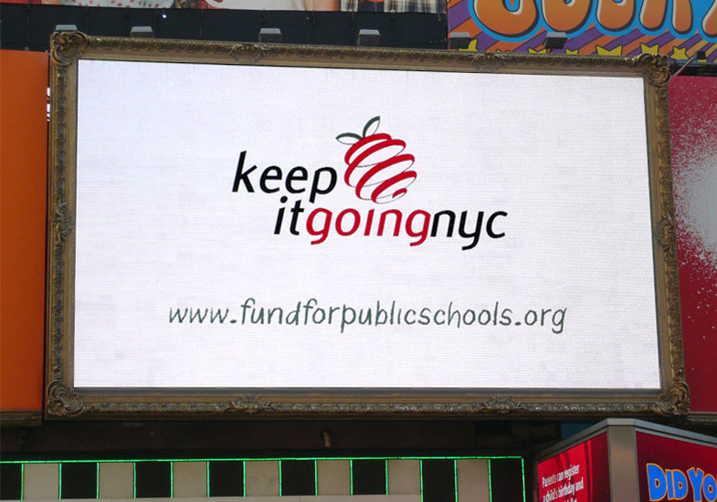 View of the Keep it Going NYC logo after animating in through aprogressive spin 